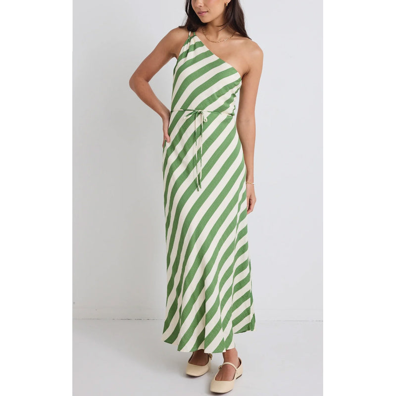 Dress Fame One Shoulder - Apple Stripe