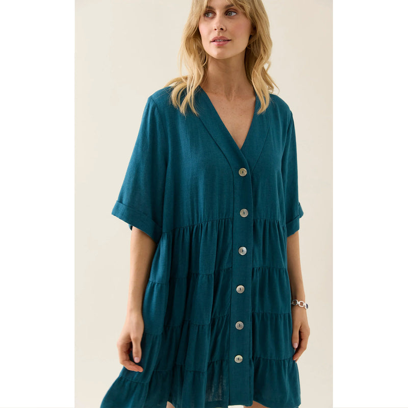 Dress Ingrid Button - Baltic
