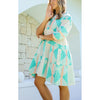 Dress Mediterranean Button Up - Teal & Pink