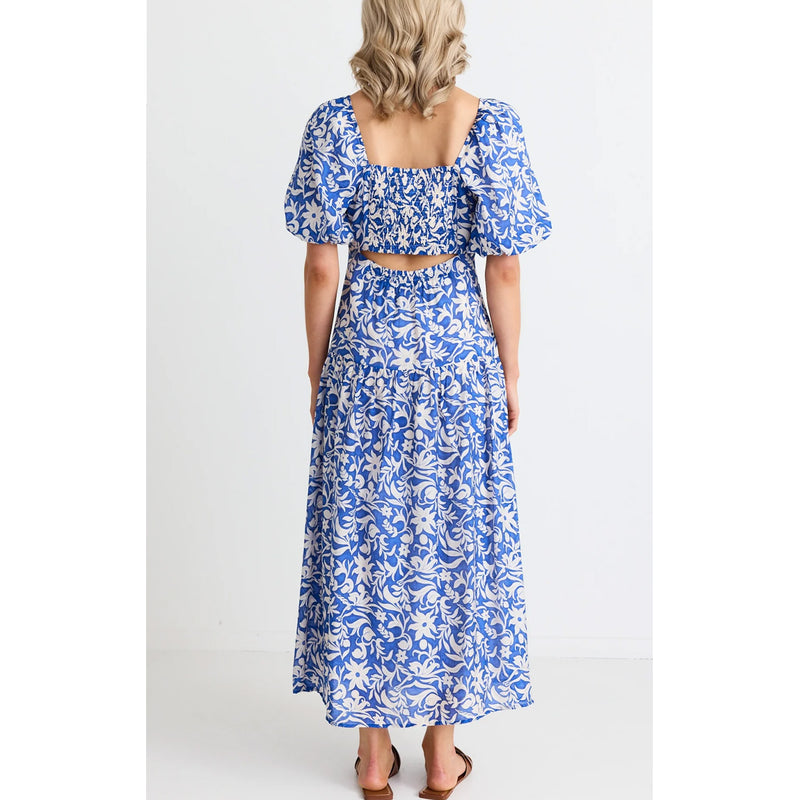 Dress Tranquillity Tiered Midi - Blue Batik