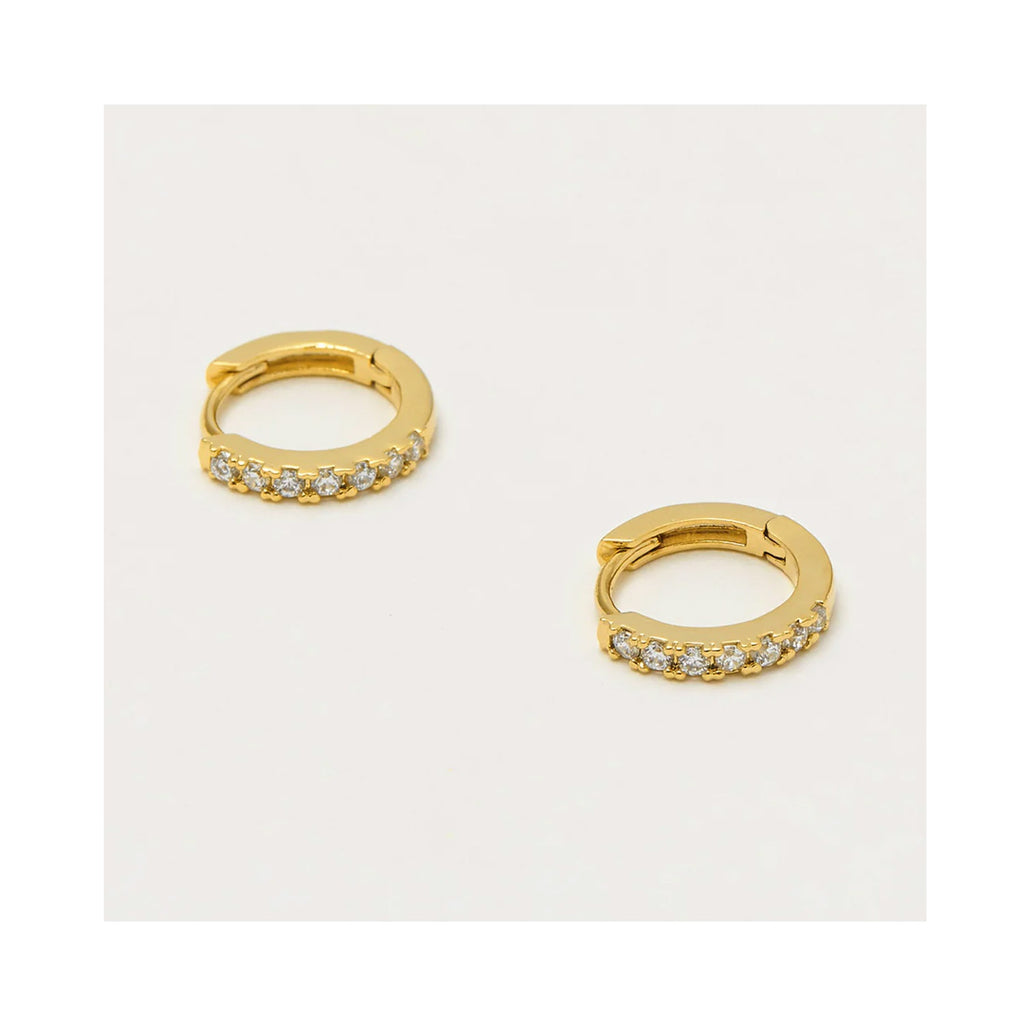 Earrings Hoop Pave CZ & Gold Plated