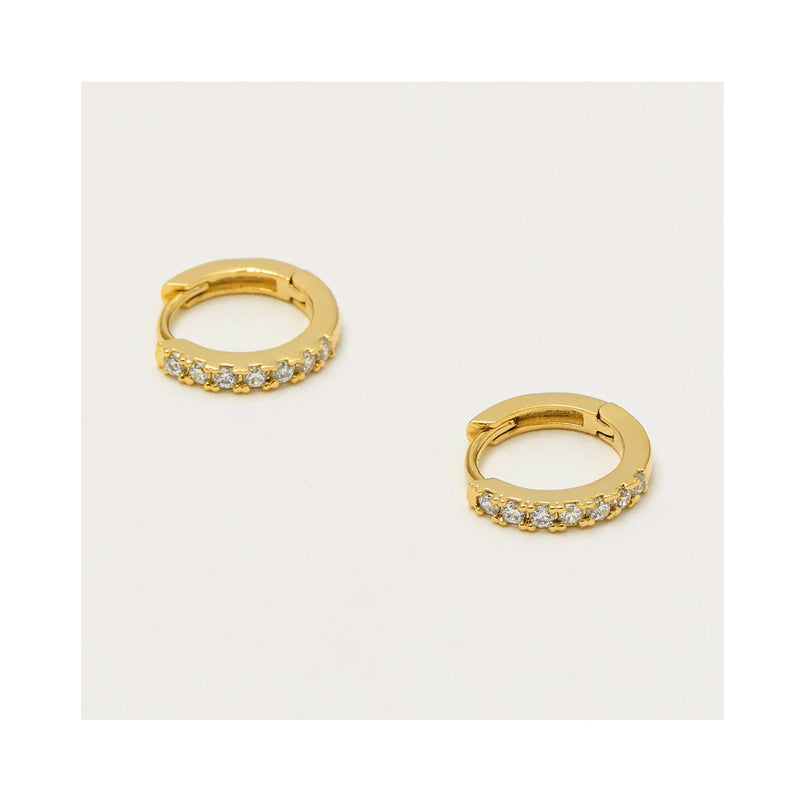 Earrings Hoop Pave CZ & Gold Plated