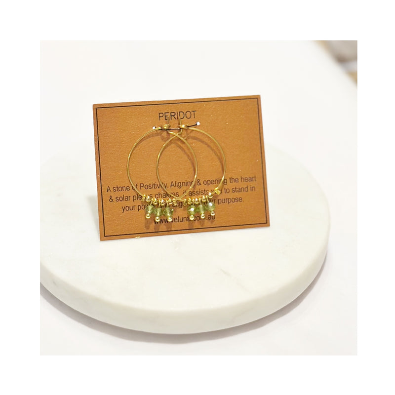 Earrings Golden Age Birthstone Hoop August - Peridot