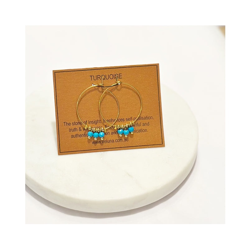 Earrings Golden Age Birthstone Hoop December - Turquoise