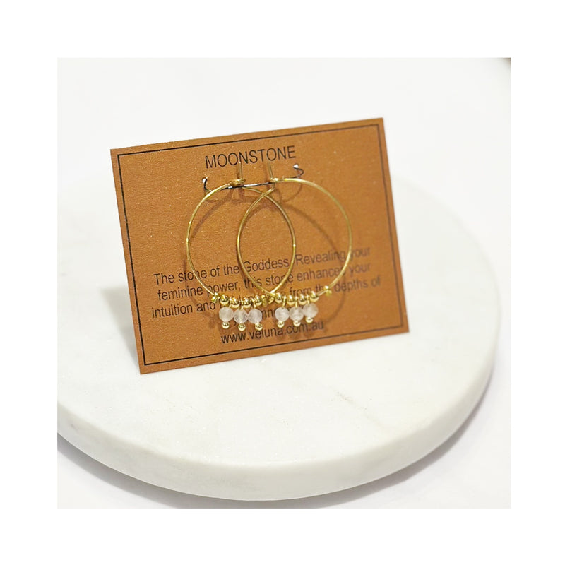 Earrings Golden Age Birthstone Hoop June - Moonstone