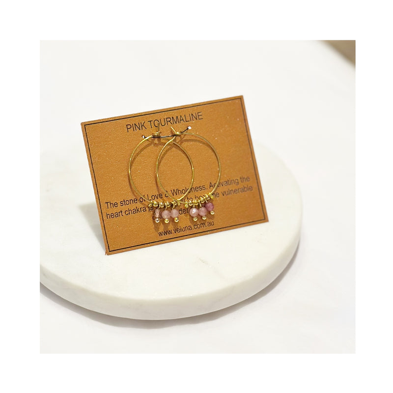 Earrings Golden Age Birthstone Hoop October - Tourmaline