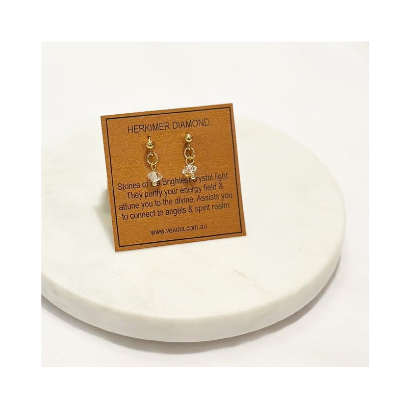 Earrings Golden Age Birthstone Studs April - Herkimer Diamond
