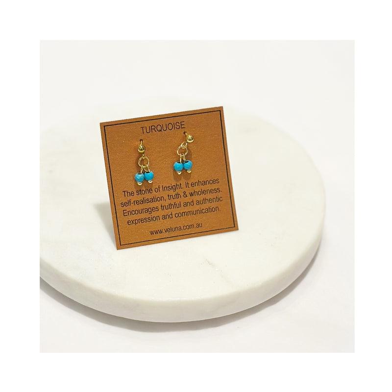 Earrings Golden Age Birthstone Studs December - Turquoise