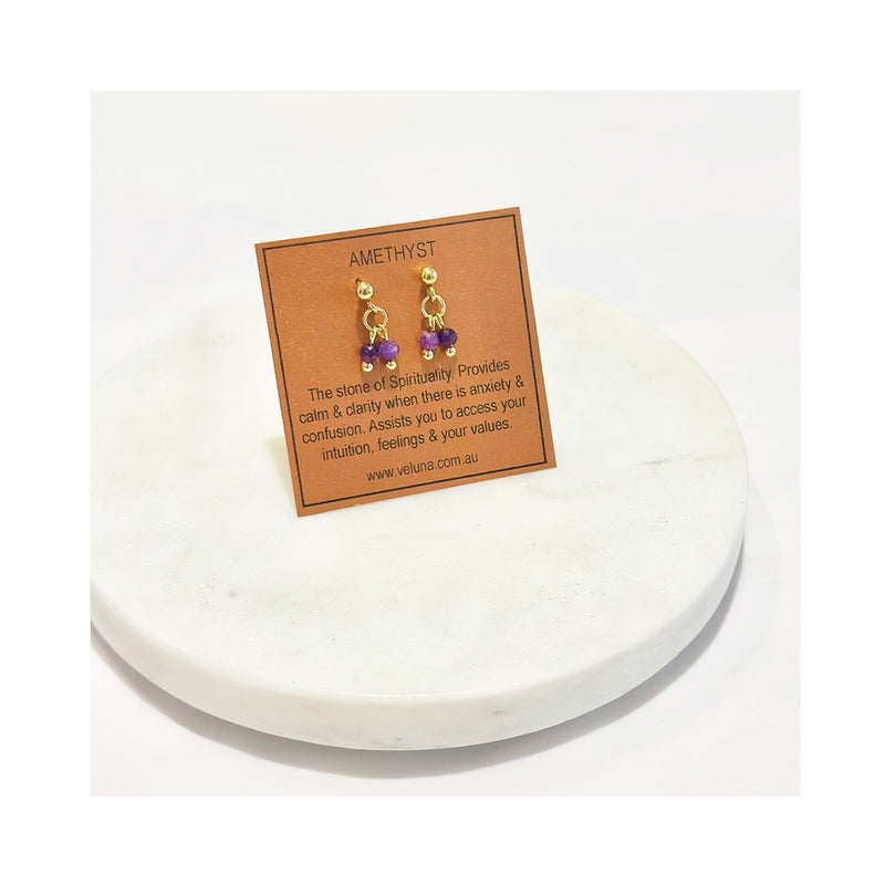 Earrings Golden Age Birthstone Studs February - Amethyst