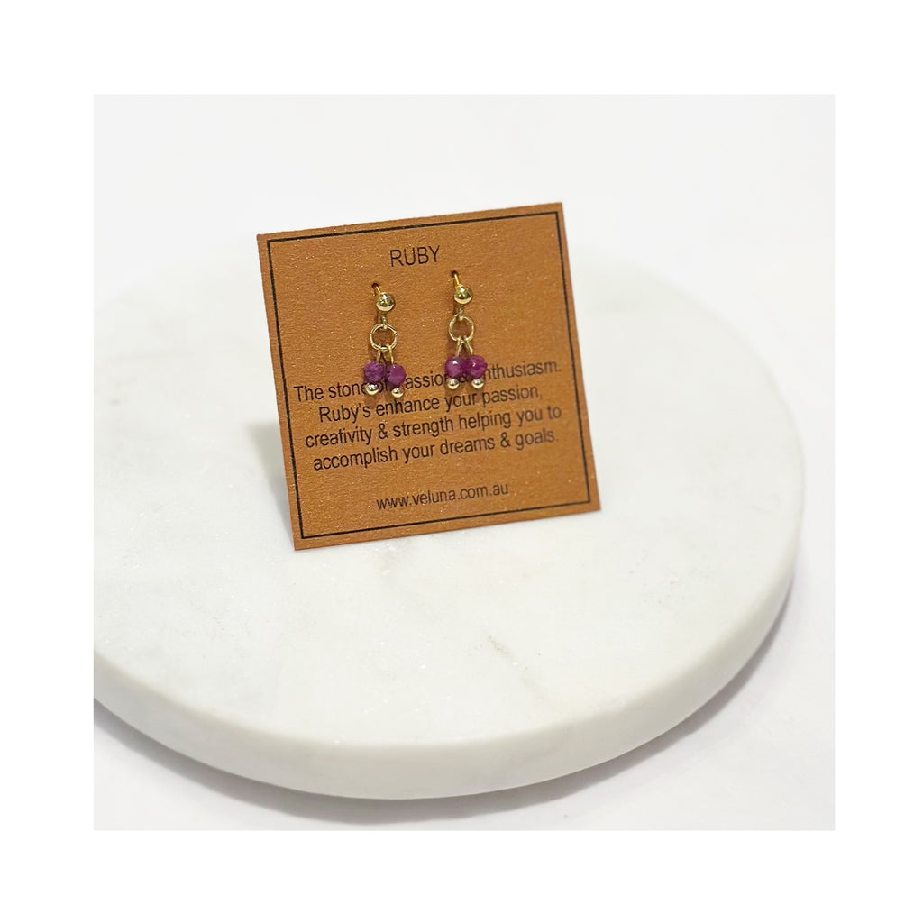 Earrings Golden Age Birthstone Studs July - Ruby