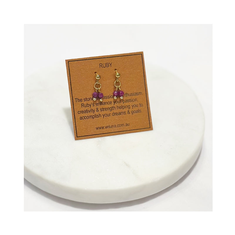 Earrings Golden Age Birthstone Studs July - Ruby
