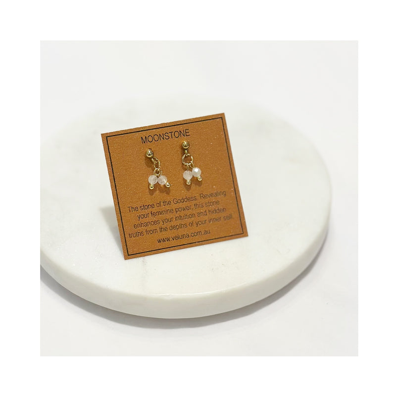 Earrings Golden Age Birthstone Studs June - Moonstone