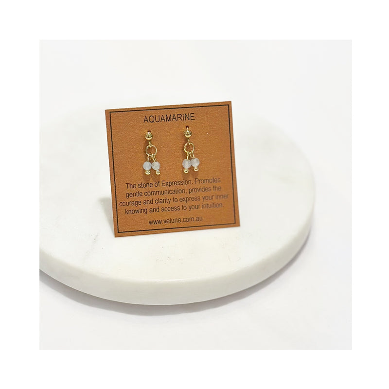 Earrings Golden Age Birthstone Studs March - Aquamarine