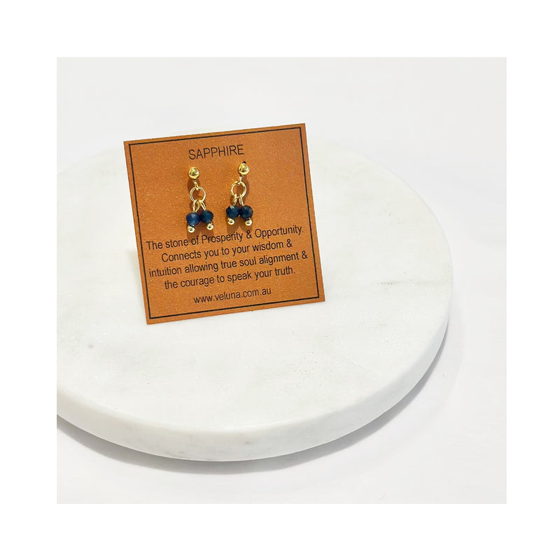 Earrings Golden Age Birthstone Studs September - Sapphire