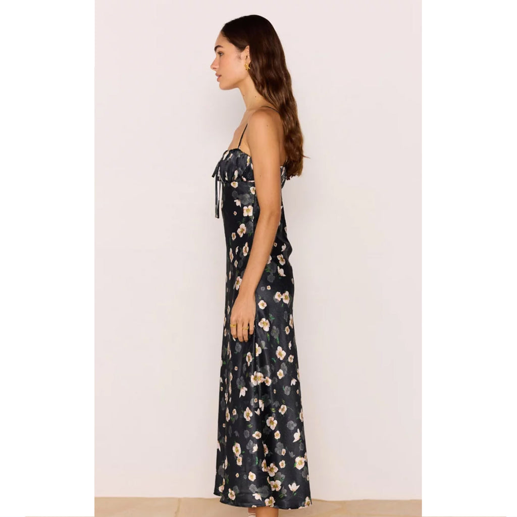 Dress Elinor Bias Midi - Black Floral