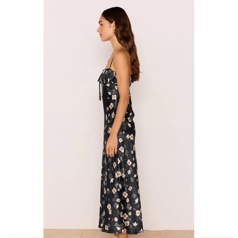 Dress Elinor Bias Midi - Black Floral