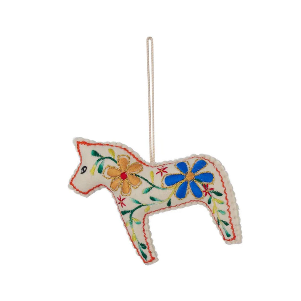 Emb. Horse Hanging Dec Felt 10cm Multi