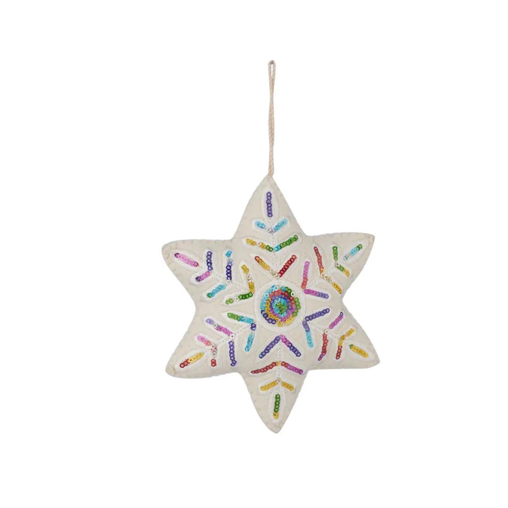 Emb. Star Deco Felt 12x3x14cm White