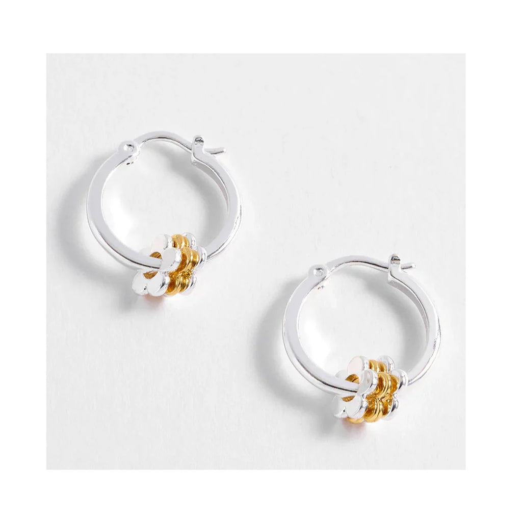 Earrings Multi Flower Hoops Silver