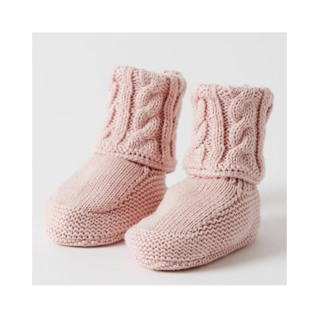 Baby Booties Cable Knit - Pink