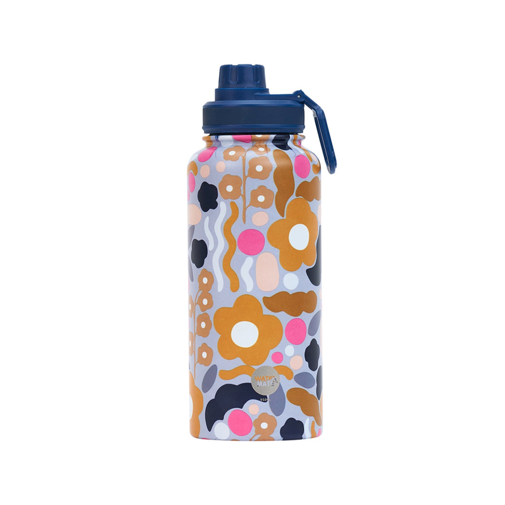 Watermate Bottle 950ml - Floral Puzzle Mustard