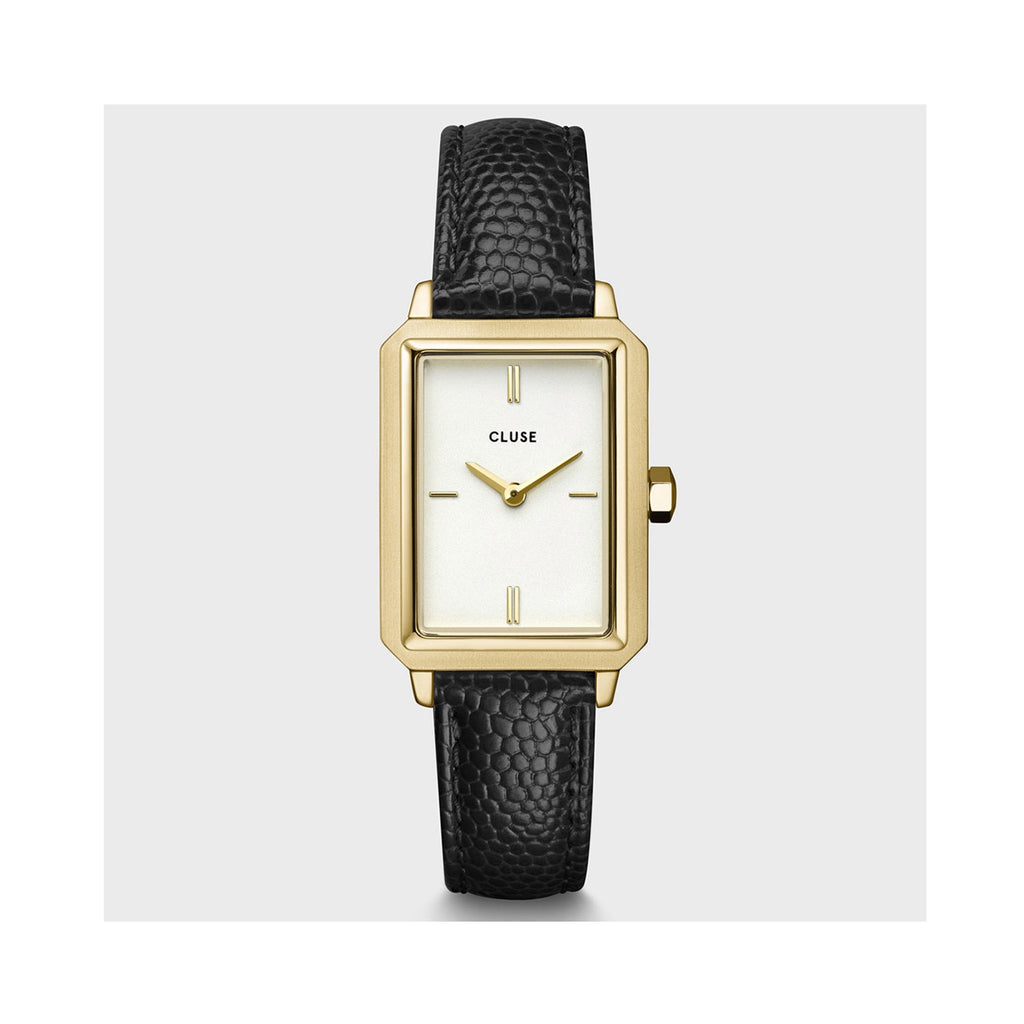 Watch - Fluette Leather - Black Lizard / Gold