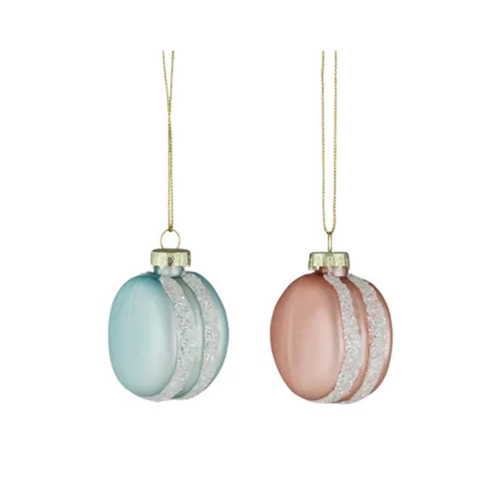 Ornament Macaron Bauble Glass - Pink/Blue