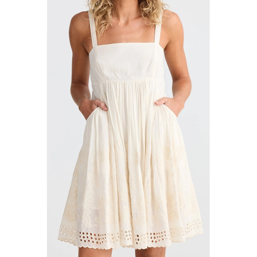 white goddess dress short Alo Yoga Goddess Ribbed Short Sleeve Dress In White - Ivory