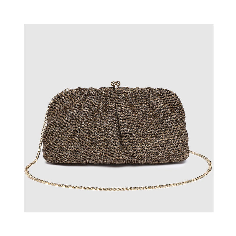 Clutch Goldie - Raffia Chocolate