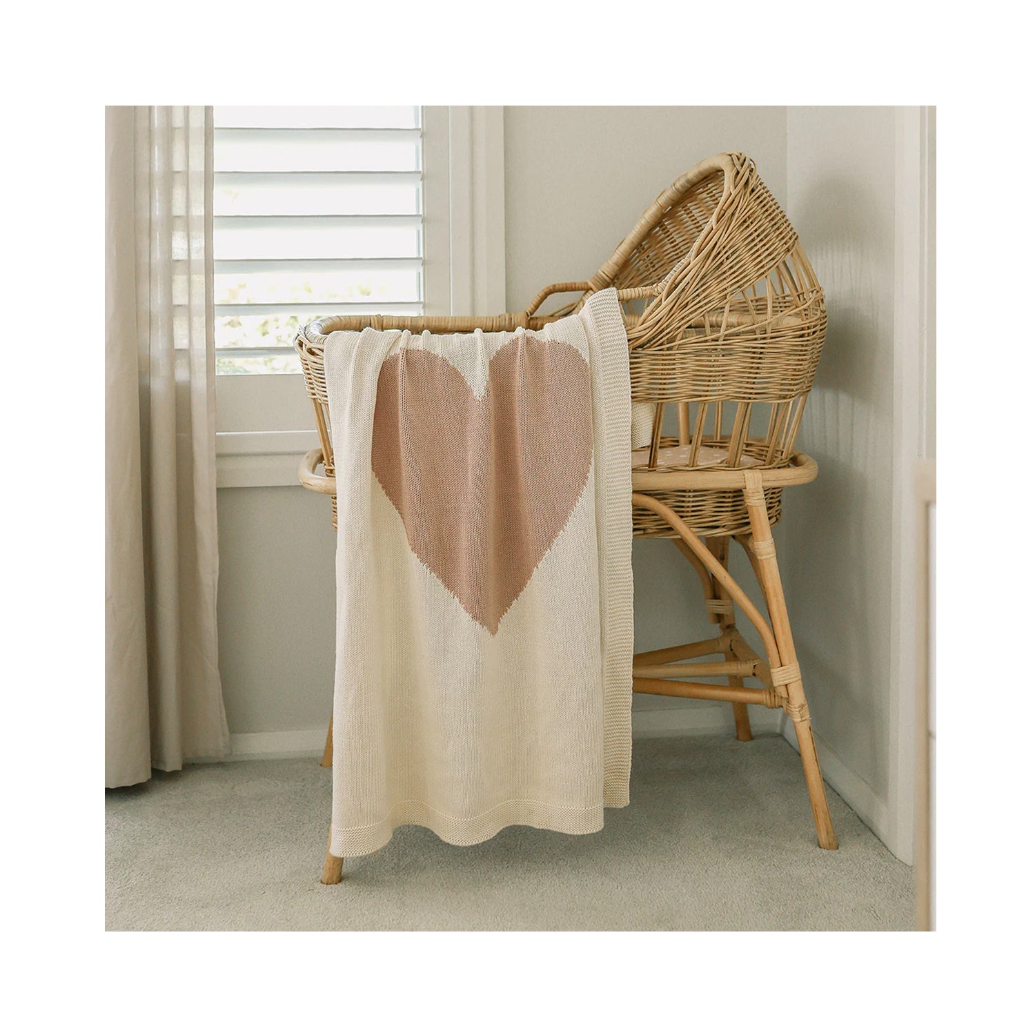 Baby Heart Blanket Natural & Pink