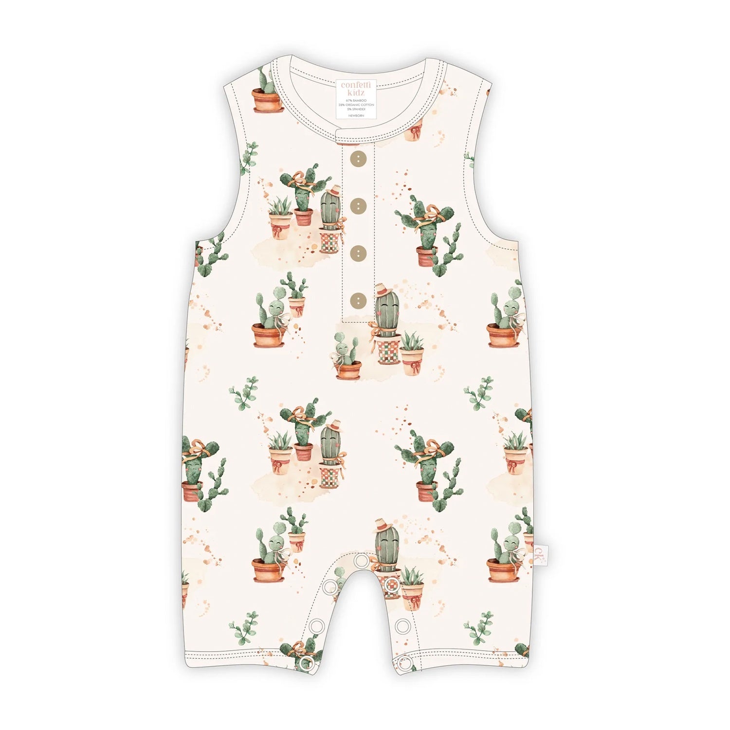 Sleeveless Romper - Happy Cactus