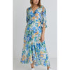 Dress Magnolia Midi Wrap - Blue Orange Tropical