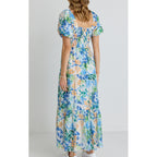 Dress Raven Tiered Maxi - Blue Orange Tropical