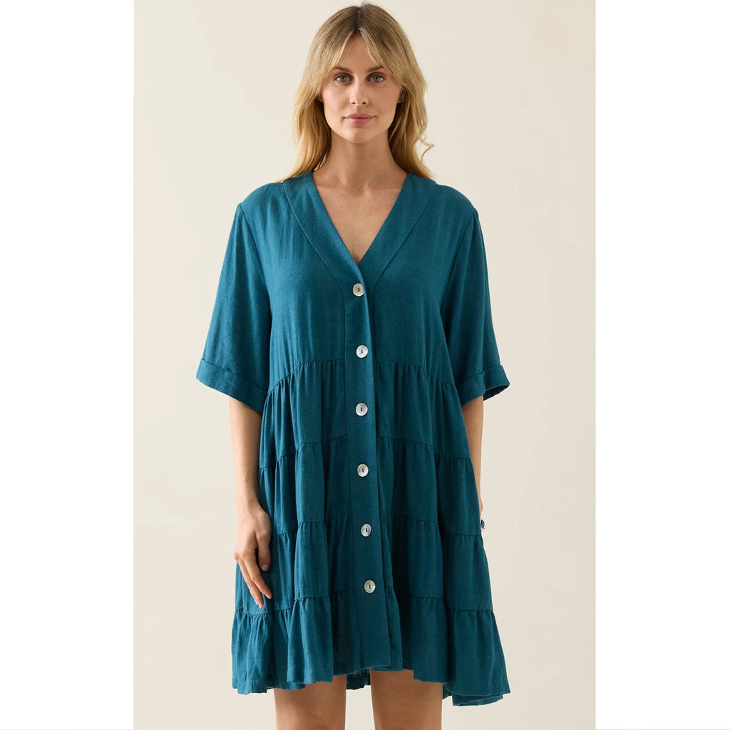 Dress Ingrid Button - Baltic