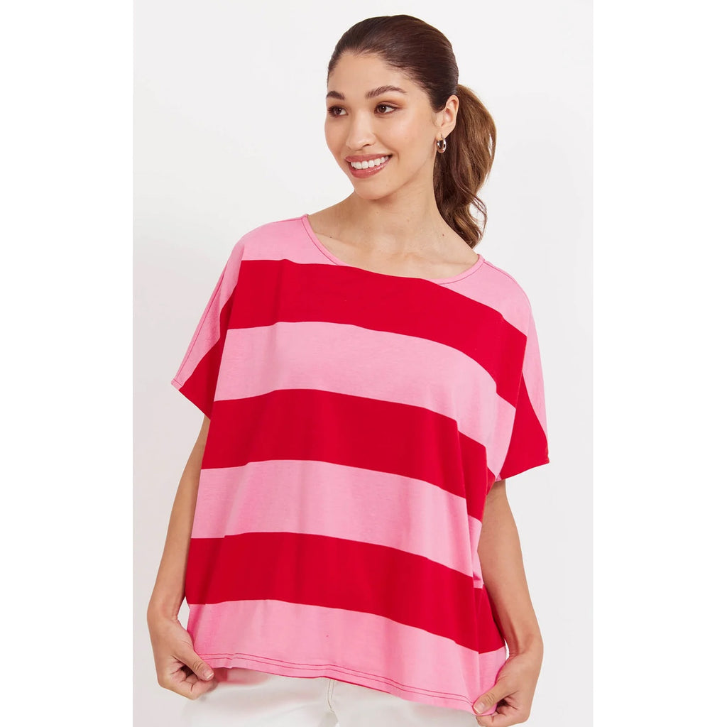 Top Jardin Stripe Tshirt OS - Garnet