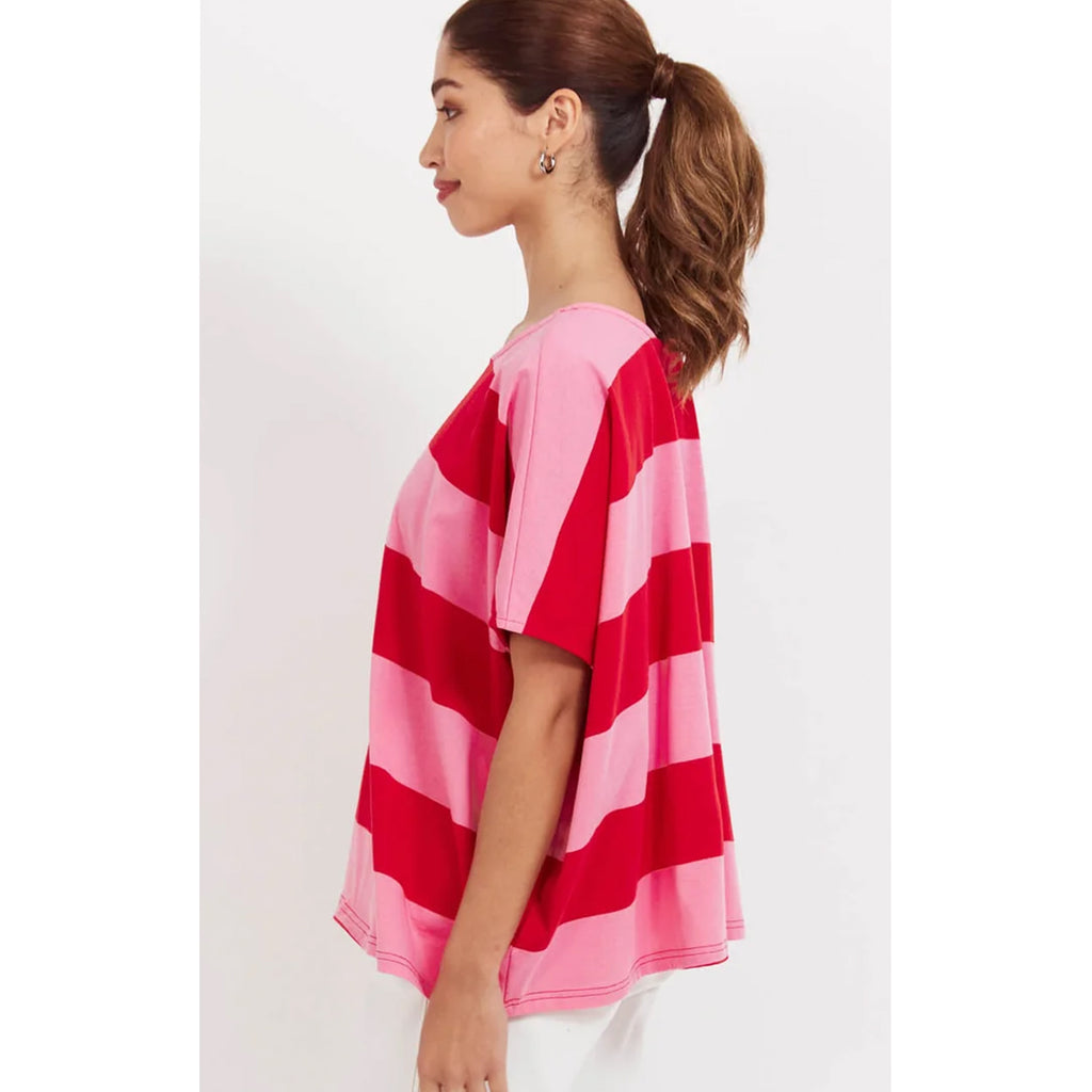 Top Jardin Stripe Tshirt OS - Garnet