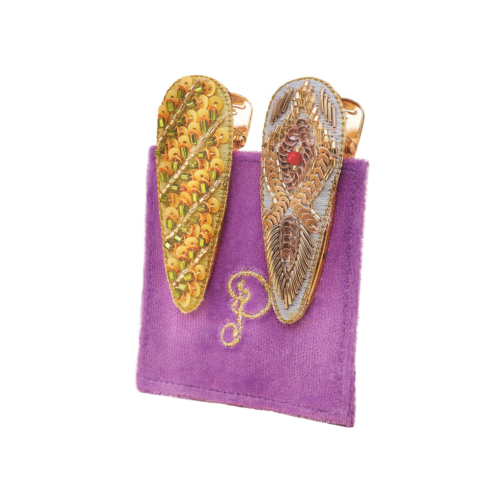 Hair Clips Pack 2 - Feather & Stripe