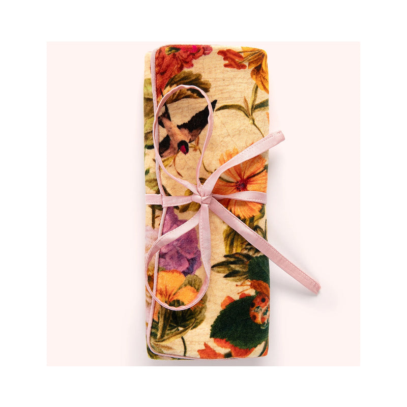Jewellery Roll Velvet - Cream Posy