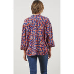 Top Romance Ruffle Blouse - Azure Bloom