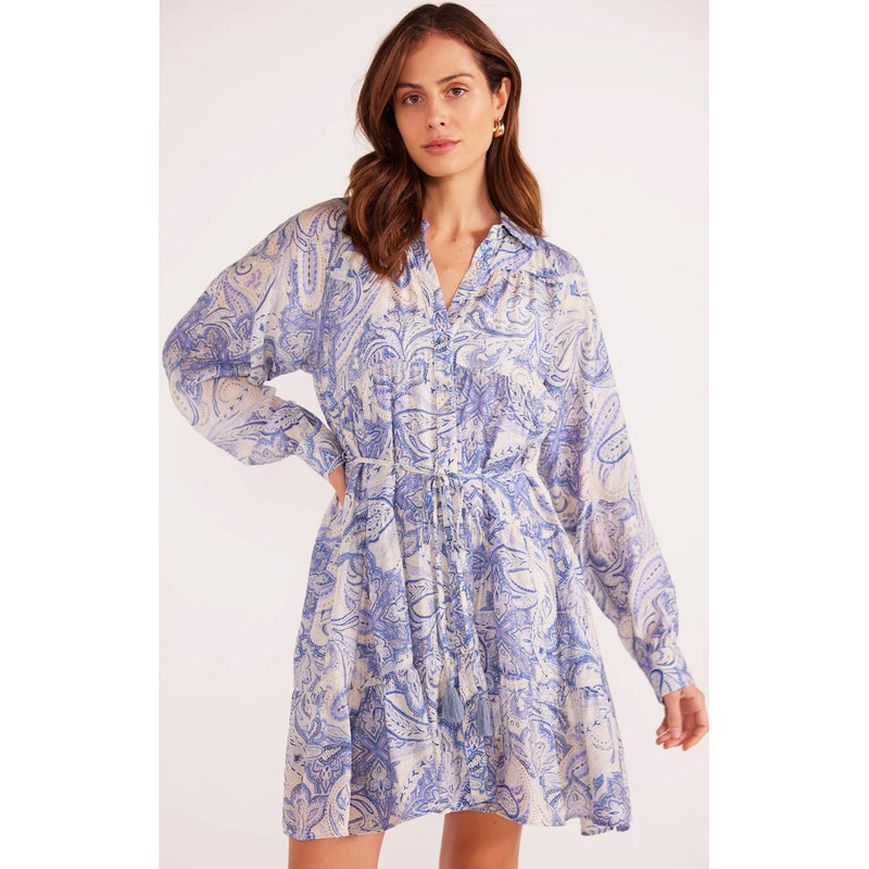 Dress Lola Tiered Shirtdress - Blue Paisley