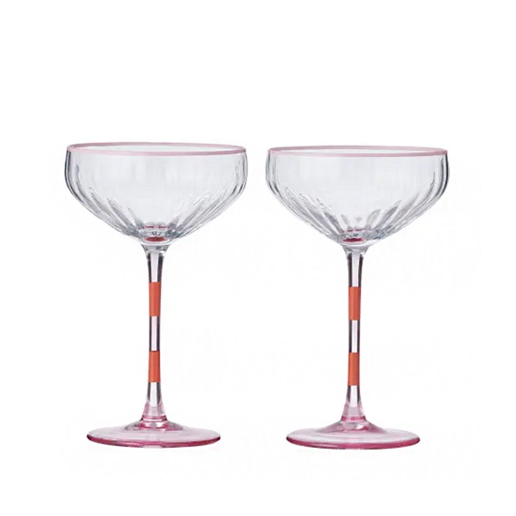 Coupe Glass Set 2 Lena - Pink & Orange