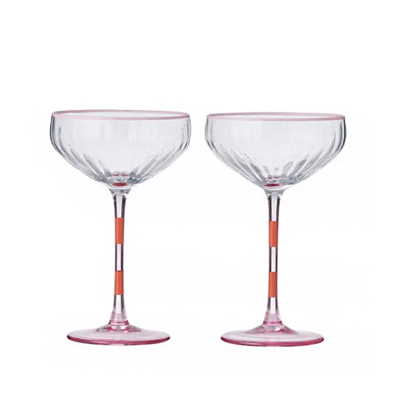 Coupe Glass Set 2 Lena - Pink & Orange