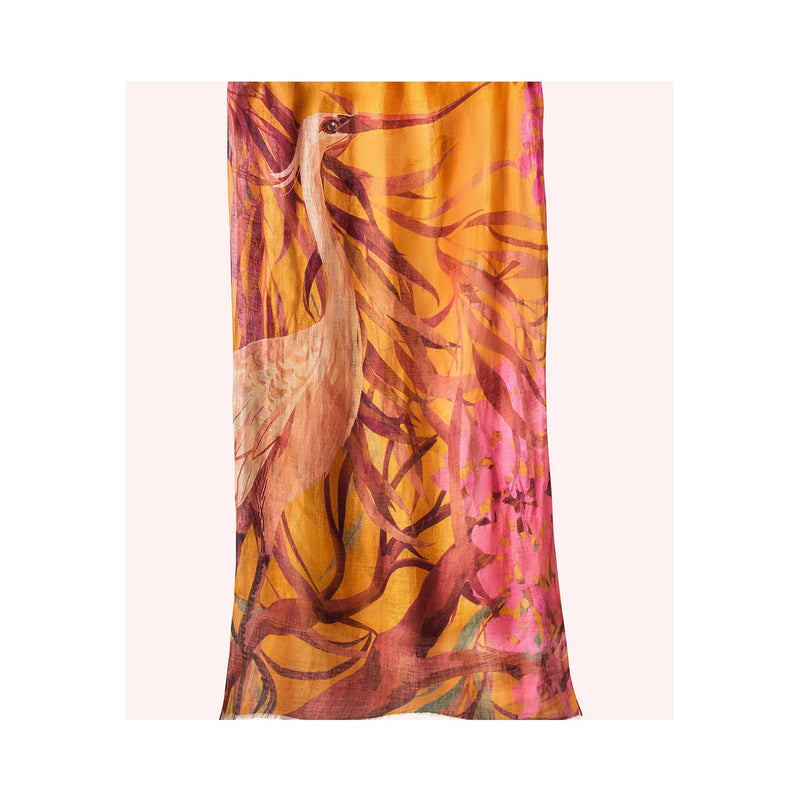 Scarf Linen Oriental Crane