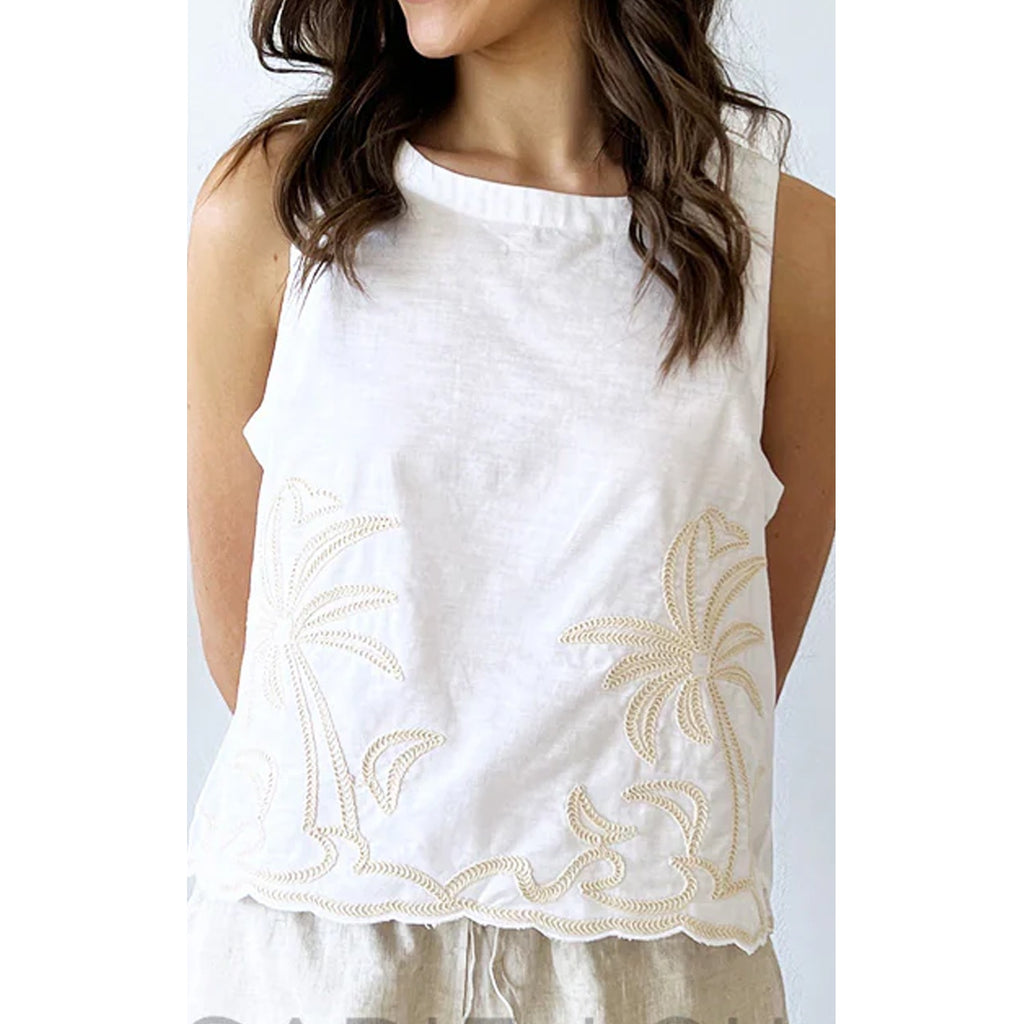 Top Palm Embroidery - White