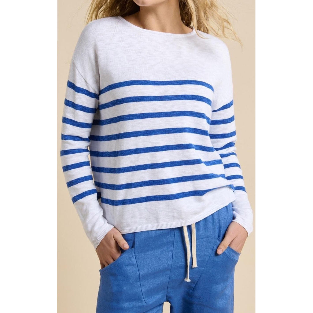 Top Bobbie - White & Cobalt Stripe
