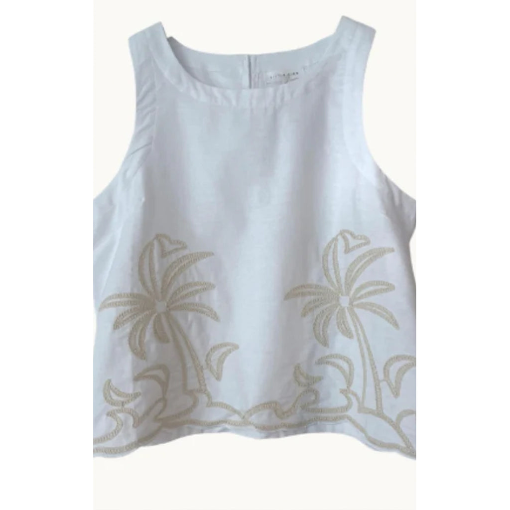 Top Palm Embroidery - White