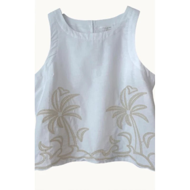 Top Palm Embroidery - White