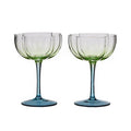 Glass Tulip Set 2 - Lotti Green & Blue