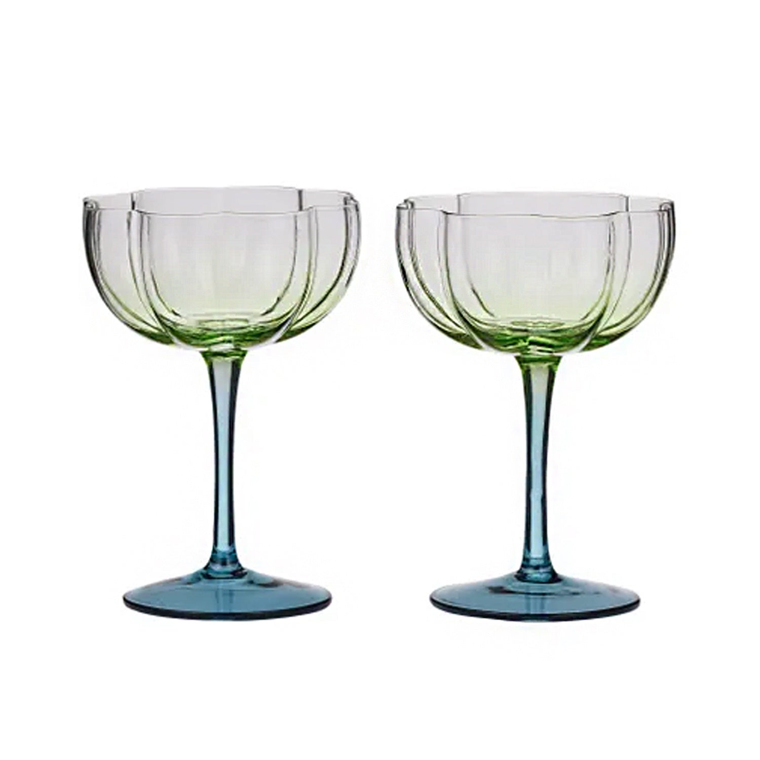 Glass Tulip Set 2 - Lotti Green & Blue