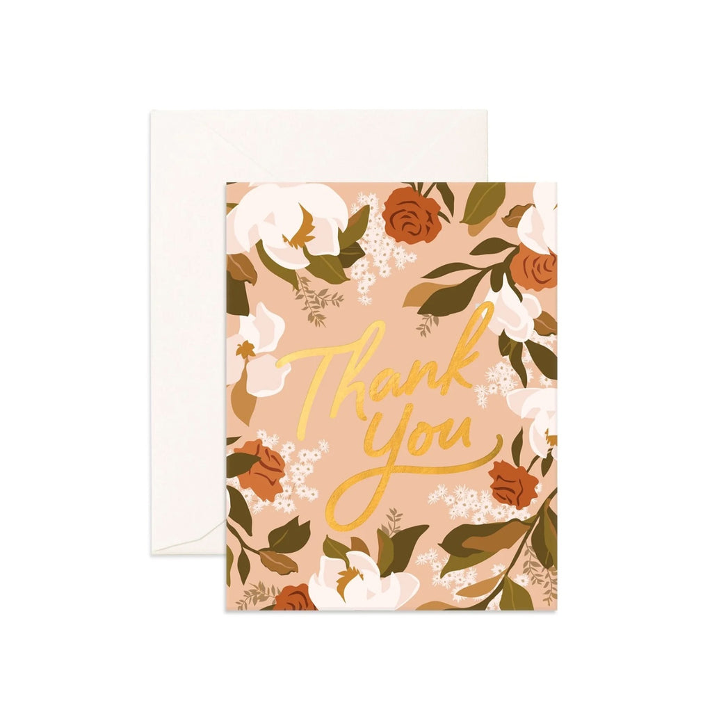 Card Thank You Rose Magnolias